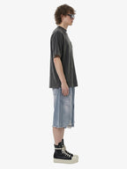 Embroidered Neckline Oversized T-Shirt