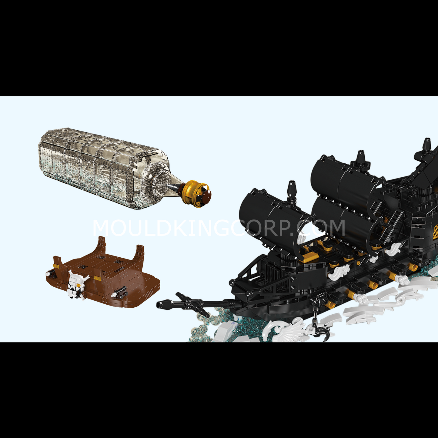 Mould King 10065 Black Pirates Ship-In-a-Bottle Building Set | 2,206 PCS