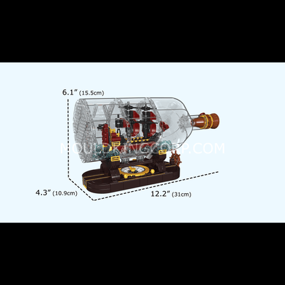 Mould King 10085 The Mini Queen Revenger Ship-In-a-Bottle Building Set | 885 Pcs