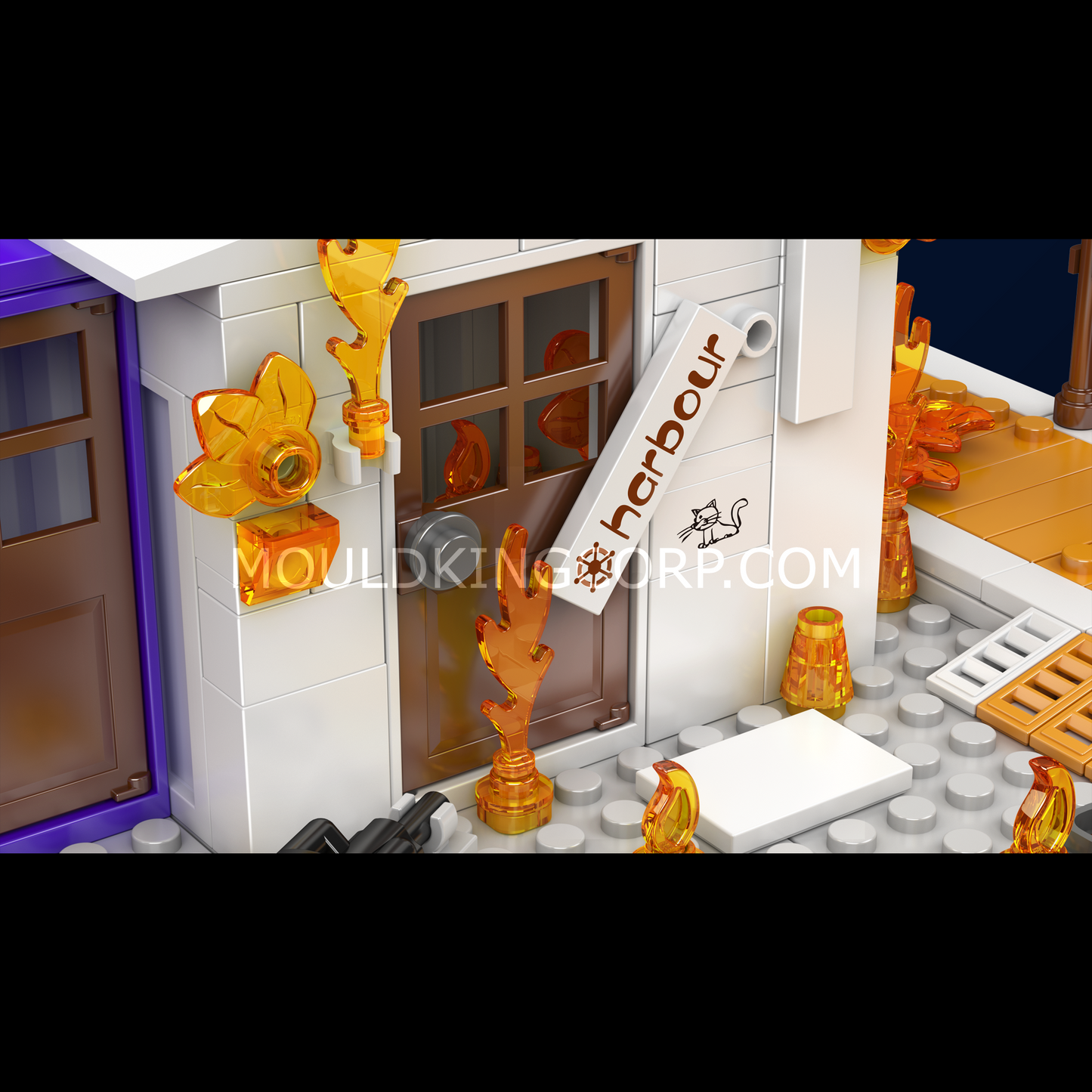 Mould King 10144 Dock Fire & Kitten Rescue Building Set | 588 Pcs