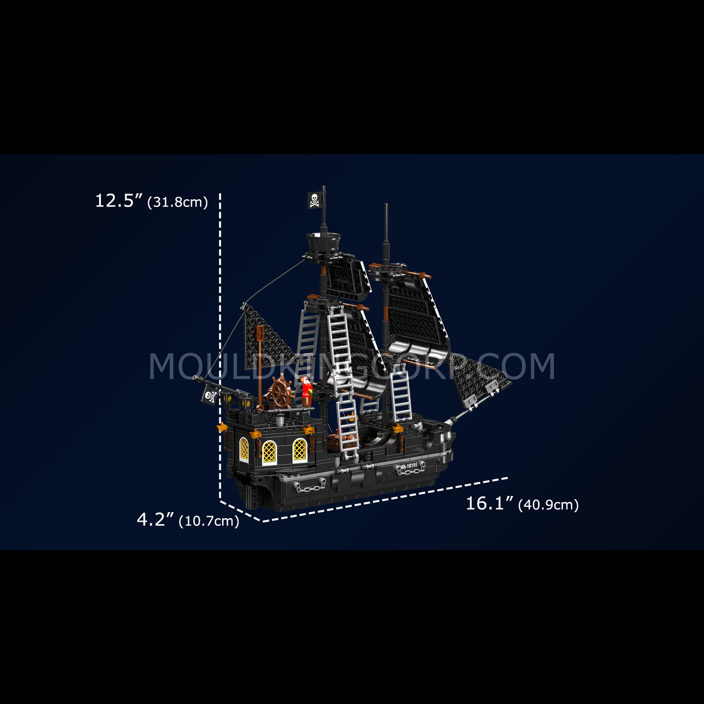 Mould King 10195 Black Pearl Pirate Ship Building Set | 932 Pieces