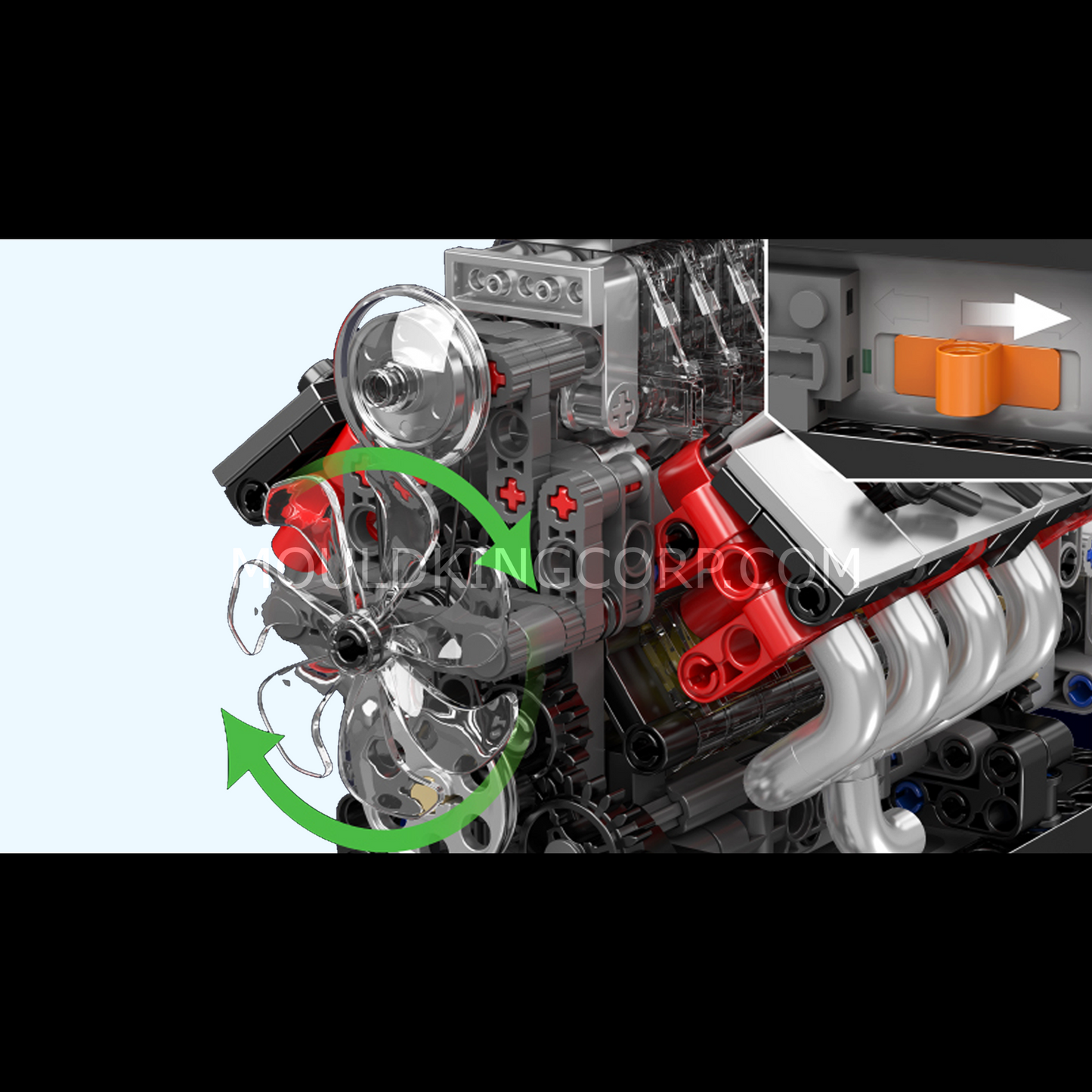 Mould King 10225 American Muscle Car V8 Engine with Gearbox Building Set | 855 Pcs