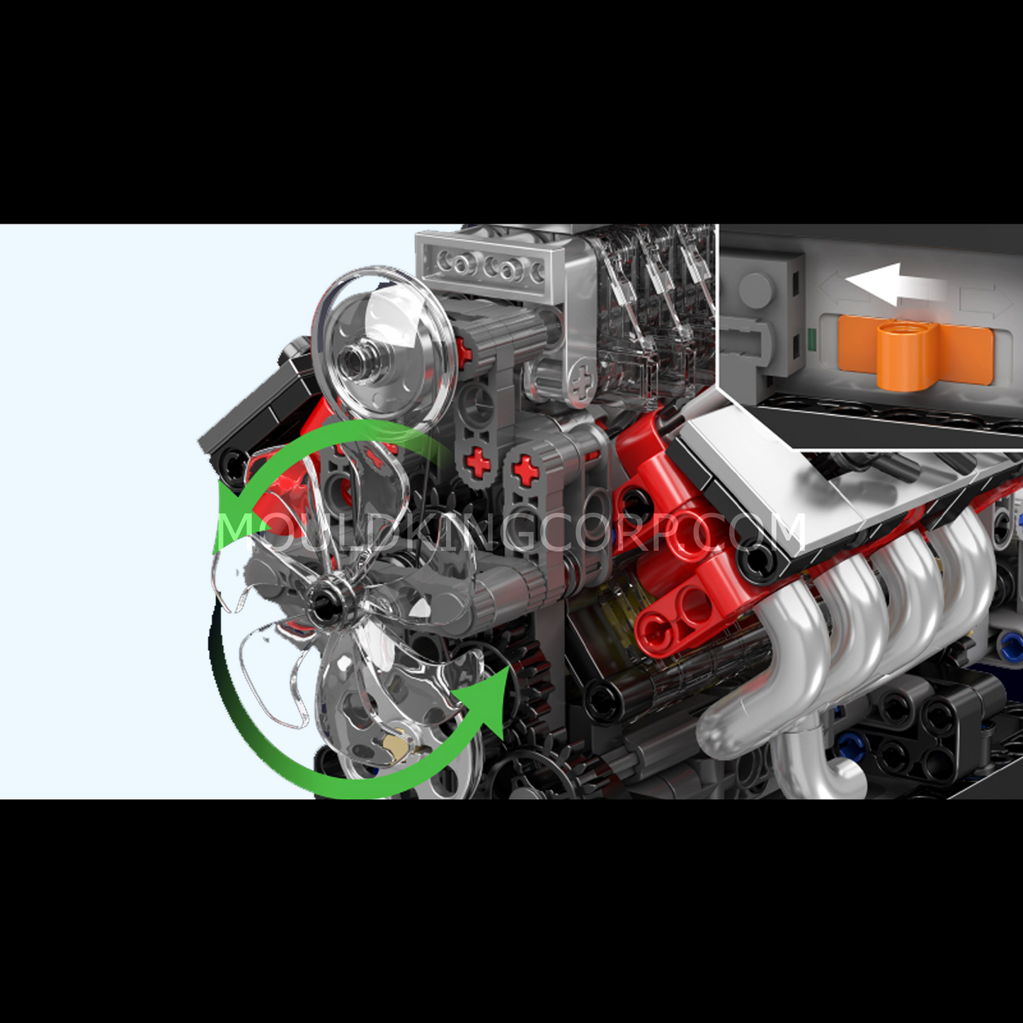 Mould King 10225 American Muscle Car V8 Engine with Gearbox Building Set | 855 Pcs
