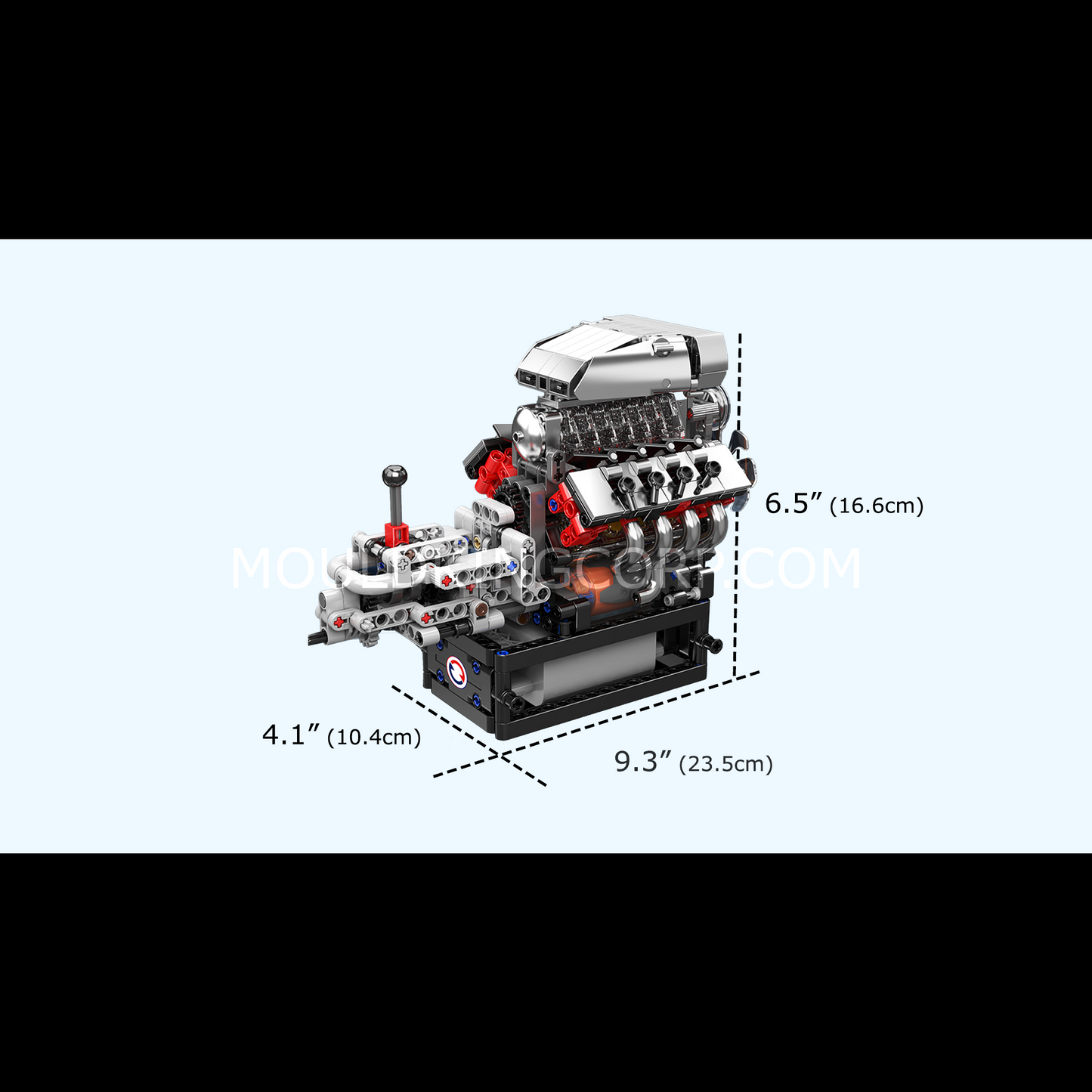 Mould King 10225 American Muscle Car V8 Engine with Gearbox Building Set | 855 Pcs