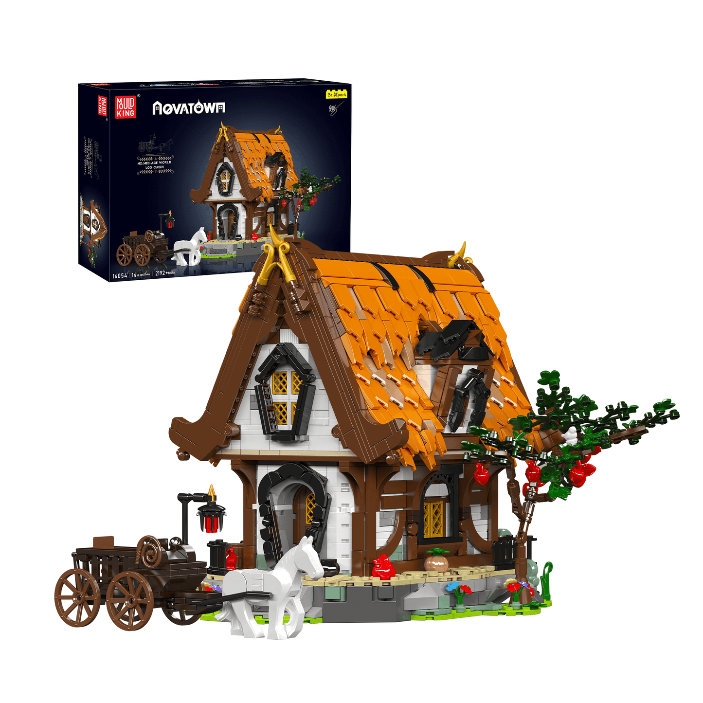 Mould King 16054 Medieval World Log Cabin Building Set | 2,192 Pcs