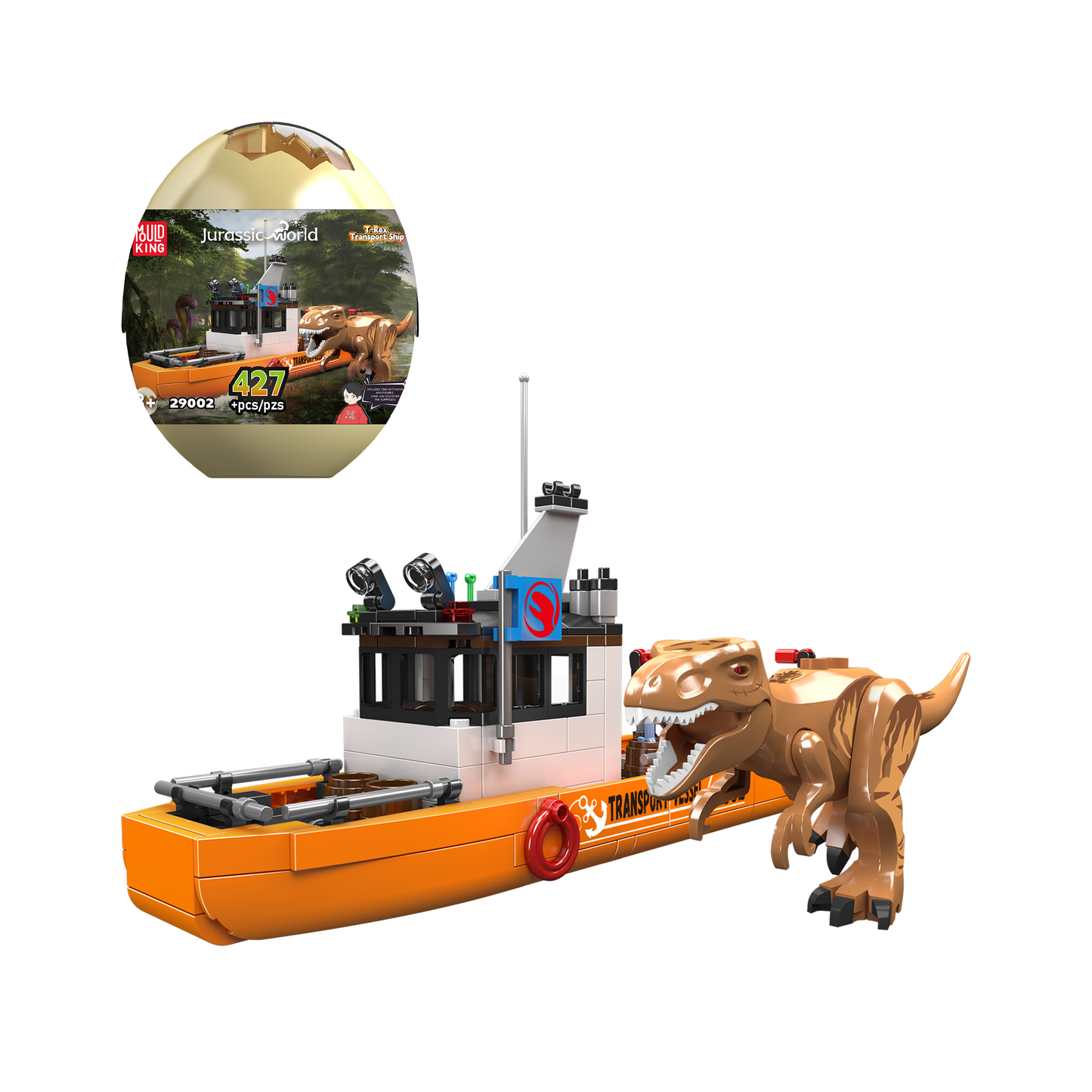 Mould King 29002 T-Rex Dinosaur Transport Vessel Dino Egg Building Set | 427 Pcs